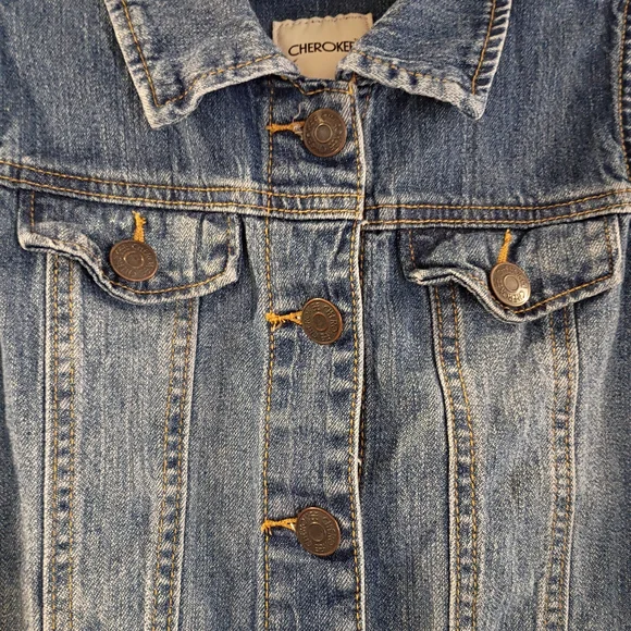 EUC Cherokee Girls Denim Vest Blue Sleeveless Button Front Size L 10/12 90s Y2K - Picture 3 of 4